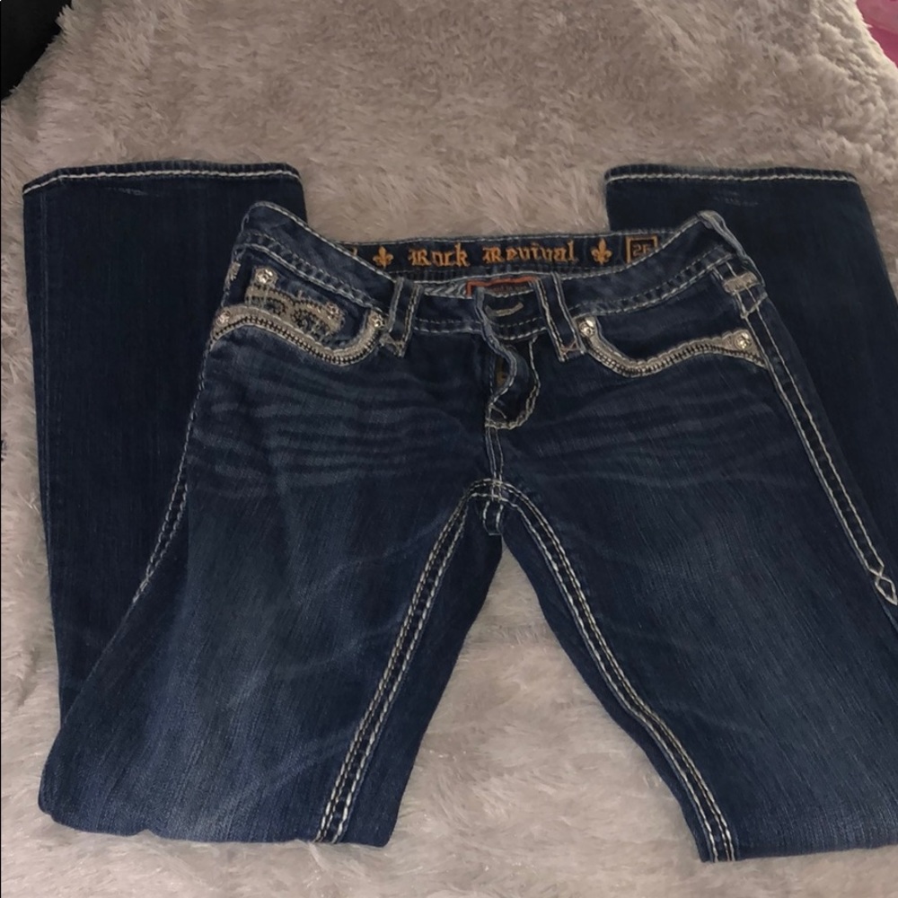 Dark washed Rock Revival jeans